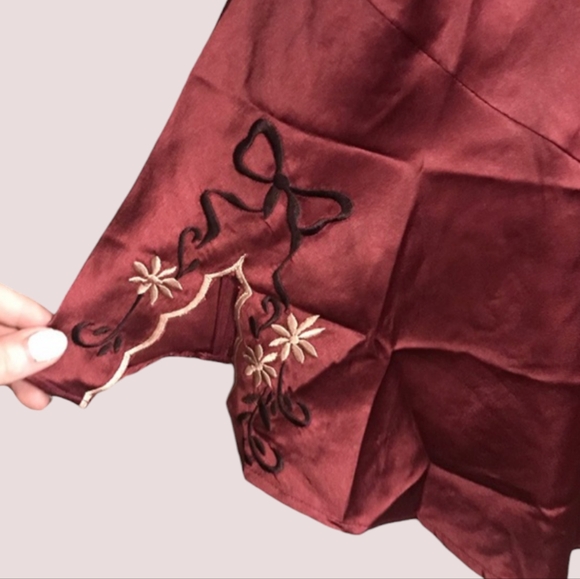 Free People Morning Kiss Embroidered Mini Slip Dress in Dark Red S - Picture 9 of 11